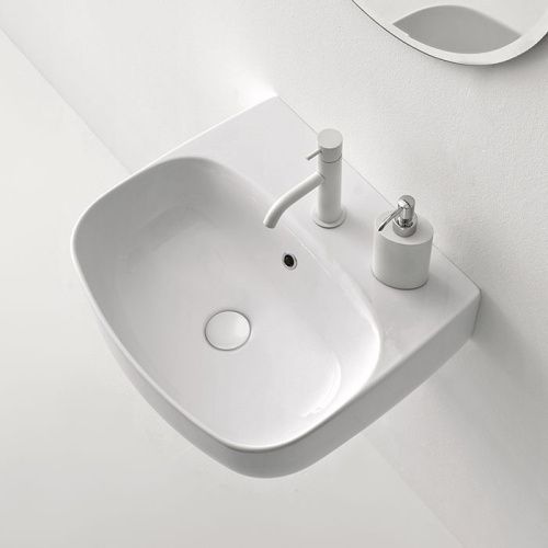 Раковина из сантехнического фарфора Kerasan Nolita 534001*1 50х50 накладная цвет белый 1 отверстие под смеситель