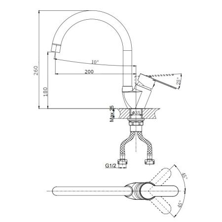 Смеситель для кухни Rush Tenerife TE2835-22 на мойку хром