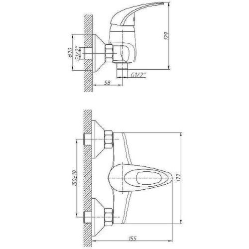 Смеситель для ванны и душа Haiba HB03 HB2003 настенный хром - фото 2
