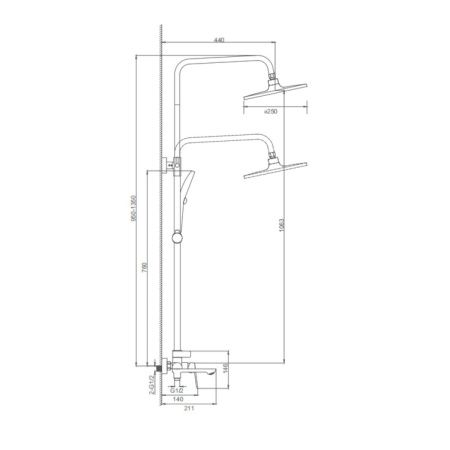 Душевая стойка Splenka S41.24.06 настенная цвет черный
