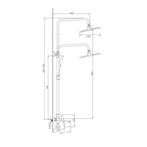 Душевая стойка Splenka S41.24 настенная цвет хром - фото 3