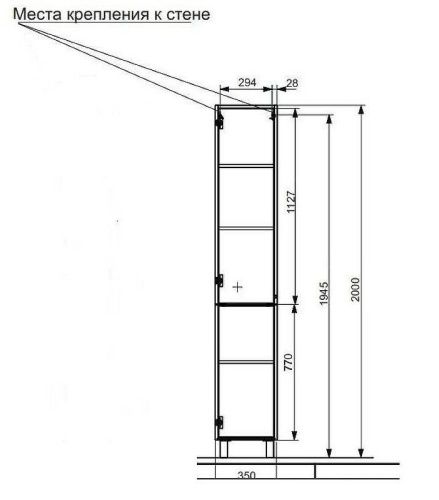 Шкаф-пенал Эстет Kare Luxe ФР-00005999 40х200 напольный цвет белый - фото 5