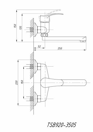 Смеситель для кухни TSARSBERG TSB-920-3505 настенный хром - фото 3