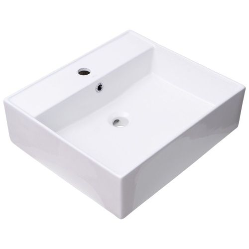 Раковина из сантехнического фарфора Melana 78182-805 50х50 накладная цвет белый 1 отверстие под смеситель - фото 3