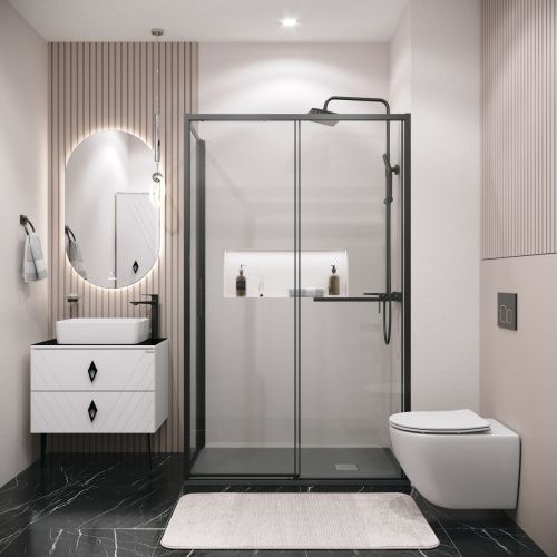 Душевая перегородка Grossman Style 200.K33.05.70.21.00 70х195 стекло прозрачное профиль черный - фото 3