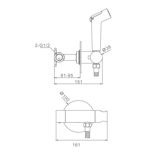 Гигиенический душ со смесителем Raglo R23 R23.56.06 черный - фото 2