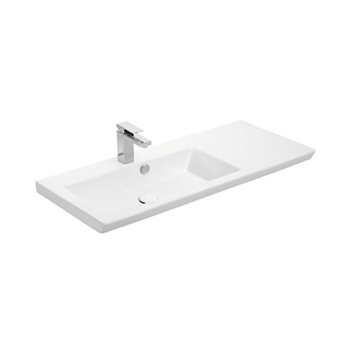 Раковина керамическая Dreja Isik 4100-KL 100х40 подвесная цвет белый 1 отверстие под смеситель - фото 2