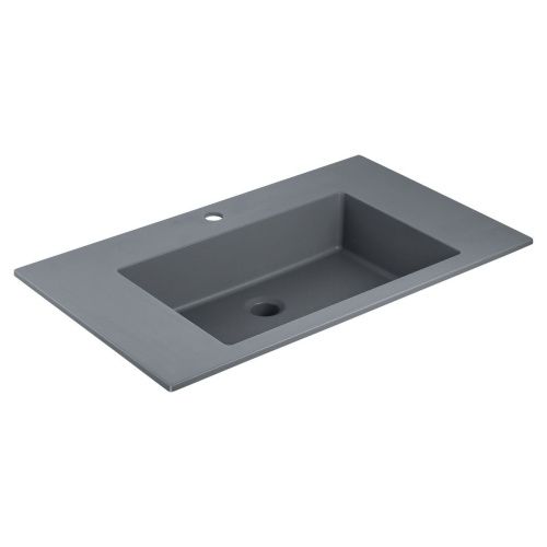 Раковина из искусственного камня Vincea VCB-13800G 80х50 встраиваемая цвет серый 1 отверстие под смеситель