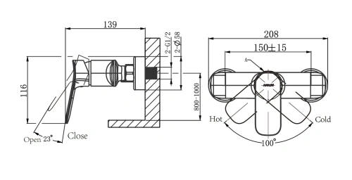 Смеситель для душа Arrow AG35AMB настенный черный - фото 3