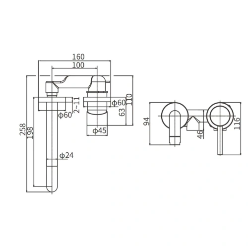 Смеситель для раковины Arrow AG4201 встраиваемый в стену хром - фото 4