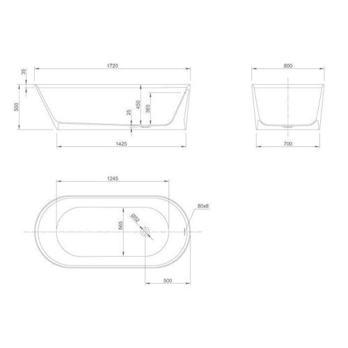 Ванна акриловая Knief Pearl 0600-052-01 175х80 отдельностоящая прямоугольная - фото 2