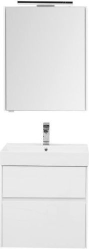 Комплект мебели: тумба с раковиной + зеркало-шкаф Aquanet Бруклин 00207803 60х40 напольный цвет белый - фото 3