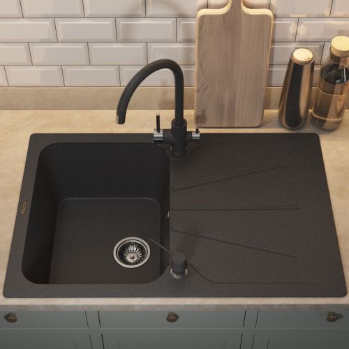 Кухонная мойка Uperwood Quartz Premium UPD-04 3910202115 80х50 цвет черный поверхность матовая - фото 4