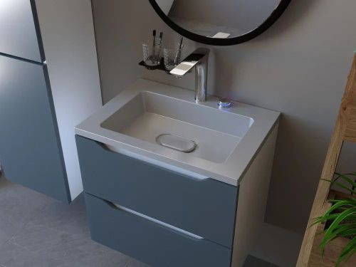 Раковина из искусственного камня Uperwood Modul 29110201339 60х50 полувстраиваемая цвет серый - фото 3