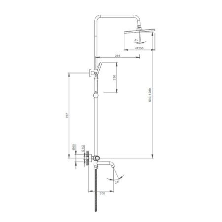 Душевая стойка Splenka S03.24.06 настенная цвет черный