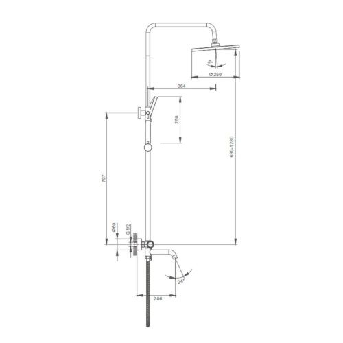 Душевая стойка Splenka S03.24 настенная цвет хром - фото 3