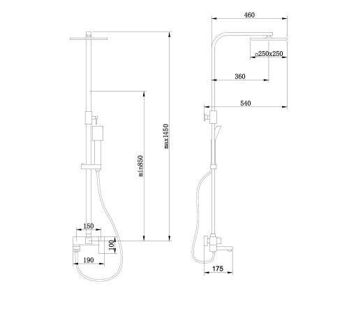 Душевая стойка Abber AF8216SPL настенная цвет серый - фото 3