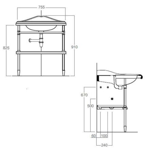Консоль под раковину Simas ARCADE 1011cr 60х50 напольная цвет хром - фото 2
