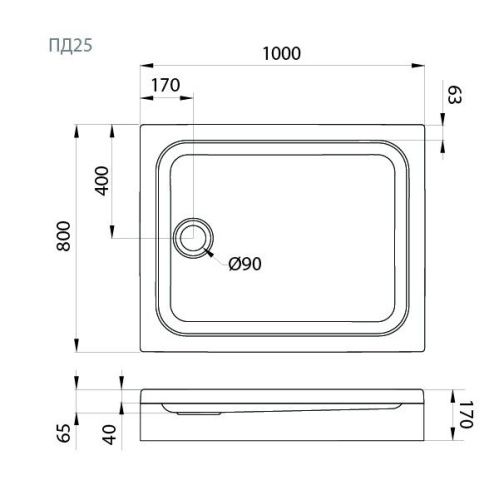 Душевой поддон акриловый Тритон Щ0000042951 100х80 белый с каркасом - фото 2