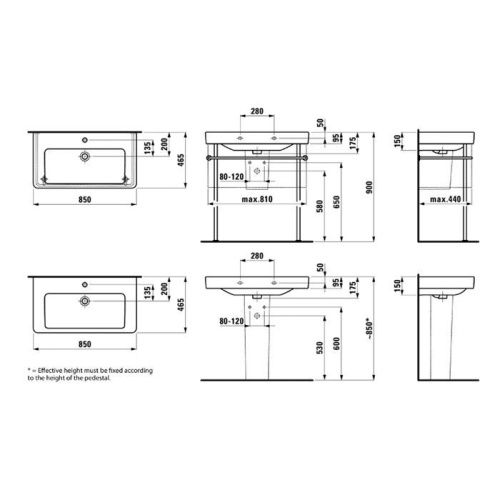 Раковина керамическая Laufen Pro 8.1396.5.000.104.1 90х50 подвесная цвет белый 1 отверстие под смеситель - фото 2