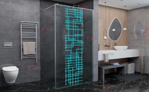 Душевая перегородка AvaCan LC100 100х200 стекло с рисунком профиль хром