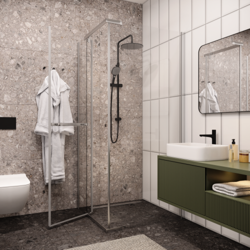 Душевой уголок Cerutti SPA MIMI ZQ91T 90х90 стекло прозрачное профиль хром без поддона - фото 5