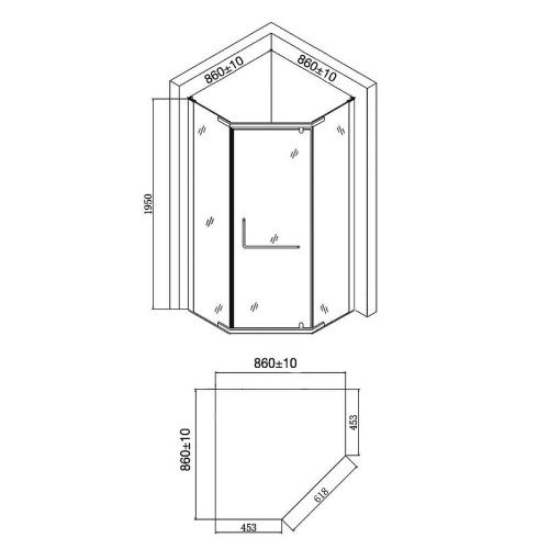 Душевой уголок Agger A03-090TCR/G 86х86 стекло прозрачное профиль хром глянцевый без поддона - фото 5