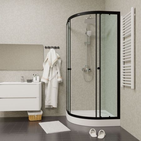 Душевой уголок Parly ZE911B 90х90 стекло прозрачное профиль черный с поддоном