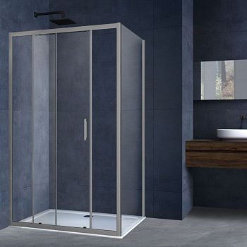 Душевой уголок Vincea Alpha VSR-3AL9014CLGM 140х90 стекло прозрачное профиль вороненая сталь без поддона