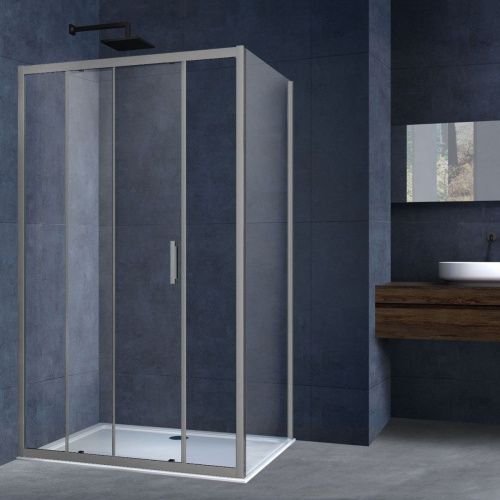 Душевой уголок Vincea Alpha VSR-3AL9014CLGM 140х90 стекло прозрачное профиль вороненая сталь без поддона