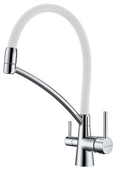 Смеситель для кухни Paulmark SIEGEN Si213111-CrW на мойку белый/хром