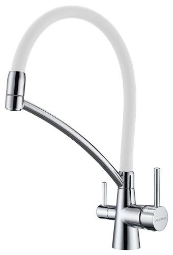 Смеситель для кухни Paulmark SIEGEN Si213111-CrW на мойку белый/хром