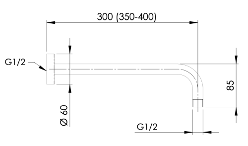 Кронштейн для верхнего душа Mariani B16BDL0530 нержавеющая сталь - фото 2