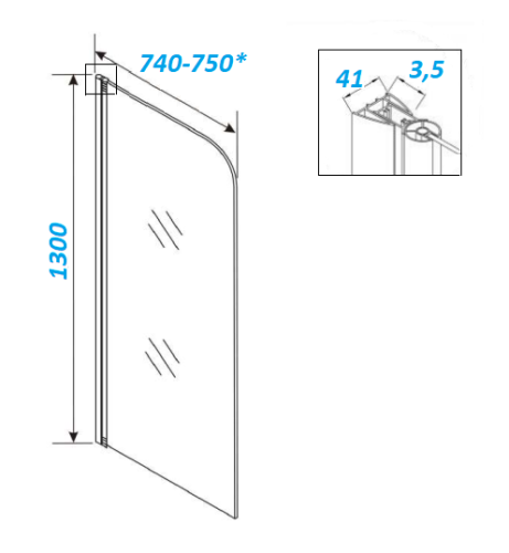 Душевая шторка на ванну Parly F04 75х130 стекло с рисунком профиль хром ориентация универсальная - фото 3