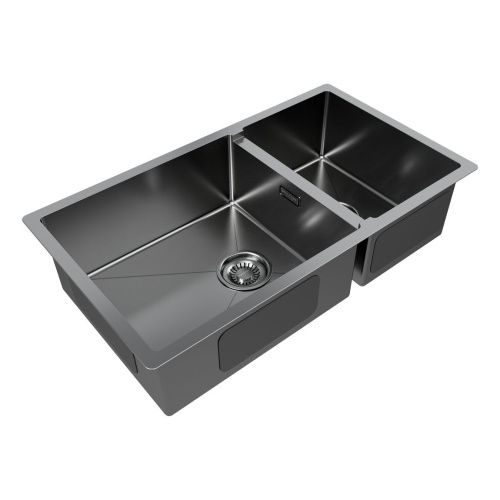 Кухонная мойка Paulmark ALLER 78/2S UNI PM527844-GM 45х40 цвет вороненая сталь поверхность брашированная - фото 2