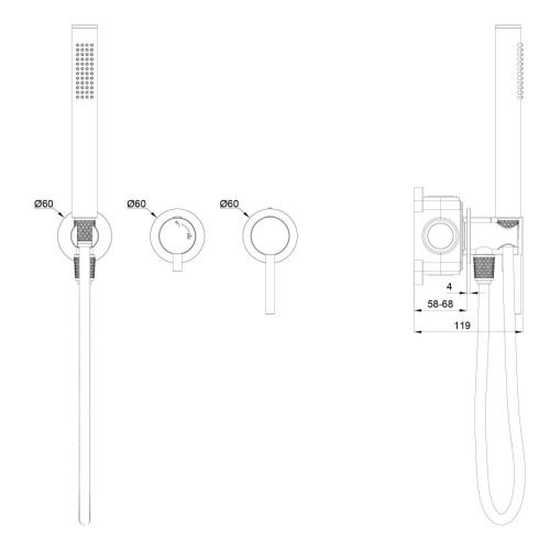 Смеситель для душа Wonzon & Woghand Stick WW-838017-MB встраиваемый в стену черный - фото 2