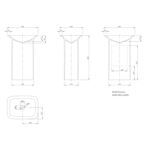 Раковина керамическая Knief Glam 0600-082-01WA 60 см напольная цвет белый без отверстий под смеситель - фото 2
