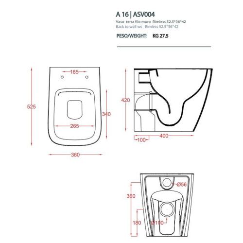 Чаша унитаза приставная Artceram A16 ASV004 01 86 цвет белый без сиденья безободковая - фото 2