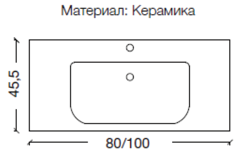 Раковина керамическая Armadi Art NeoArt 854-080 80х40 встраиваемая цвет белый 1 отверстие под смеситель - фото 2