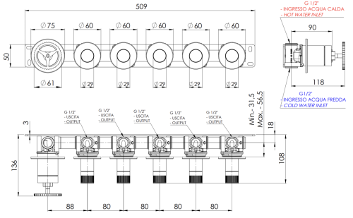Смеситель для душа Remer Chrono CH98D5PXV встраиваемый в стену нержавеющая сталь - фото 2