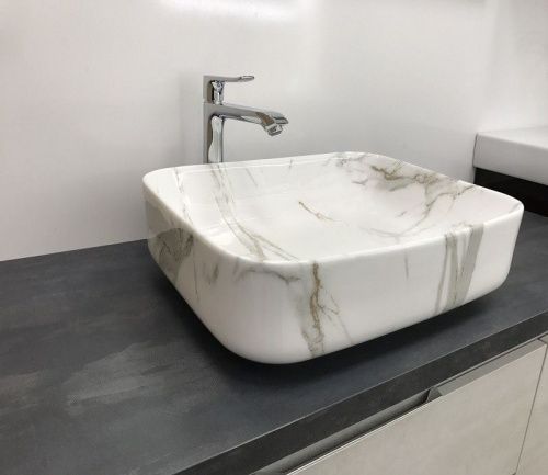 Раковина из сантехнического фаянса CeramaLux 190 50х40 накладная цвет белый без отверстий под смеситель - фото 3