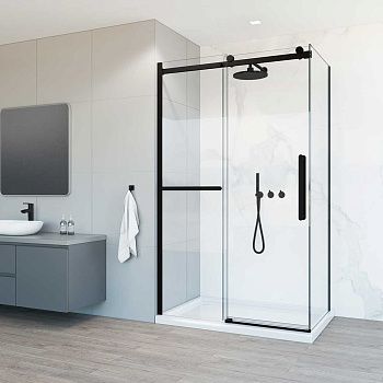 Душевой уголок Vincea Como Soft VSR-1CS1013CLB 130х100 стекло прозрачное профиль черный без поддона