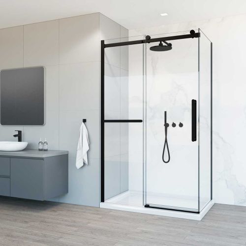 Душевой уголок Vincea Como Soft VSR-1CS1013CLB 130х100 стекло прозрачное профиль черный без поддона