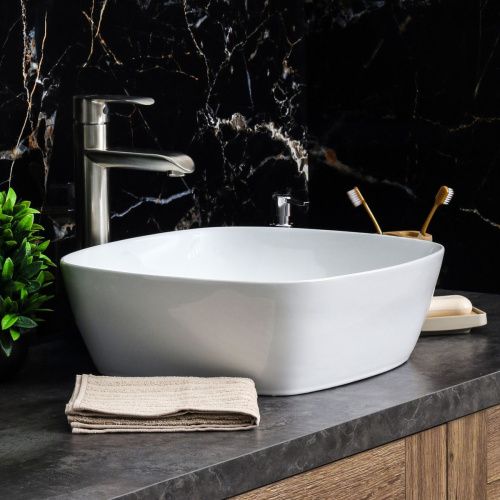 Раковина из сантехнического фарфора Melana A500C-805 40х40 накладная цвет белый без отверстий под смеситель - фото 5