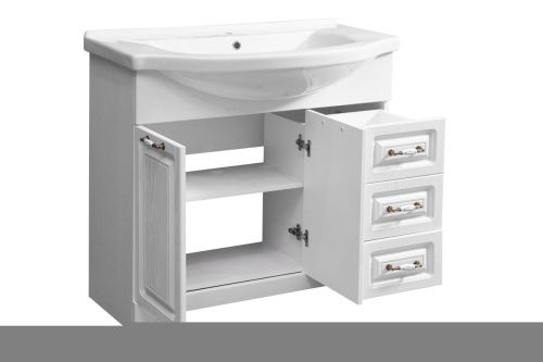 Тумба под раковину Stella Polar Кармела ольха SP-00000175 90х30 напольная цвет белый - фото 4