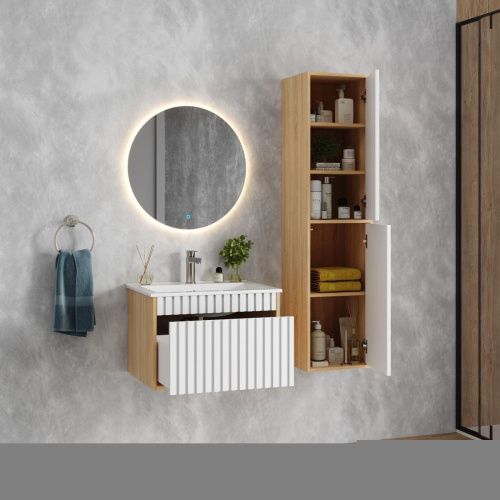 Тумба под раковину Onika Дайлер 106150 60х50 подвесная цвет белый/бежевый - фото 5