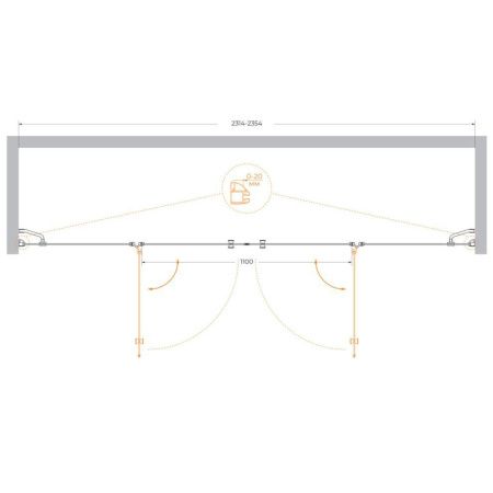 Душевая дверь Cezares VERONA VERONA-W-B-22-240-C-Cr 240х195 стекло прозрачное профиль хром