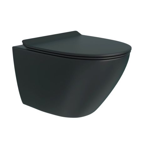 Унитаз подвесной Teymi Lina T40114 черный с сиденьем микролифт безободковый смыв торнадо