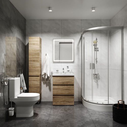 Комплект душевого уголка с поддоном с мебелью с унитазом с комплектом смесителей с душевым гарнитуром и аксессуарами Am.Pm Gem UK91SA стекло прозрачное профиль хром