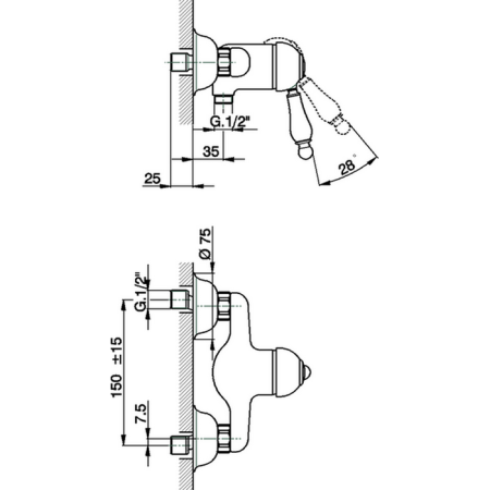Смеситель для душа Cisal Arcana Empress EM00044127 Акция настенный бронза